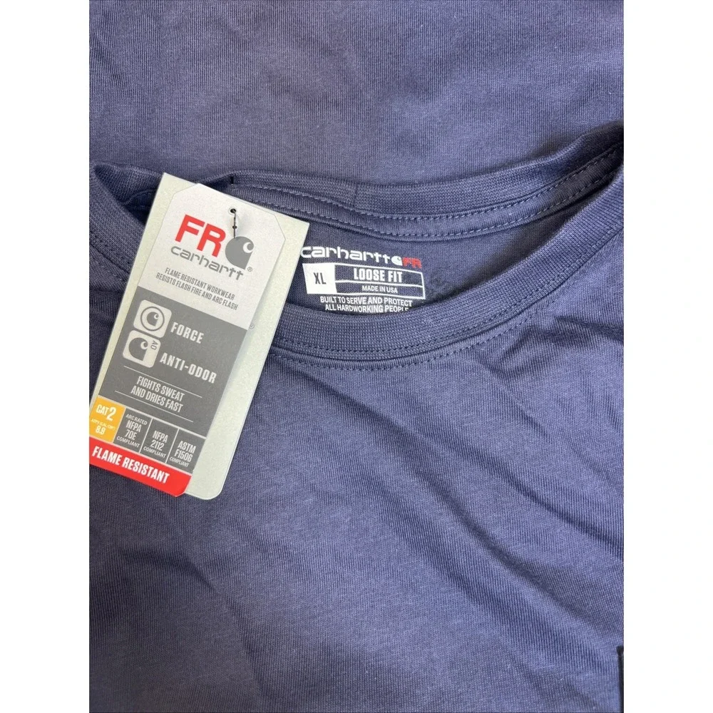 Carhartt FR Force Pocket T‑Shirt XL Blue Union Made UFCW USA Fabric 100234 NWT - Picture 4 of 16